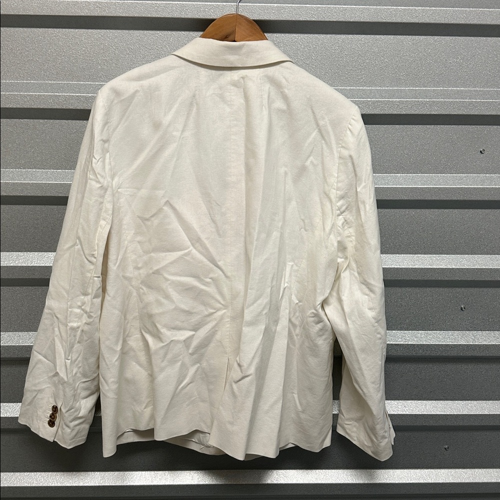 J Crew Womens White Linen Blazer Coat Jacket Size 22 Coastal Beach Office - Picture 7 of 10